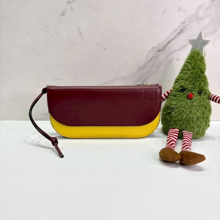 LOEWE Gate Continental黃紅翻蓋長夾-0
