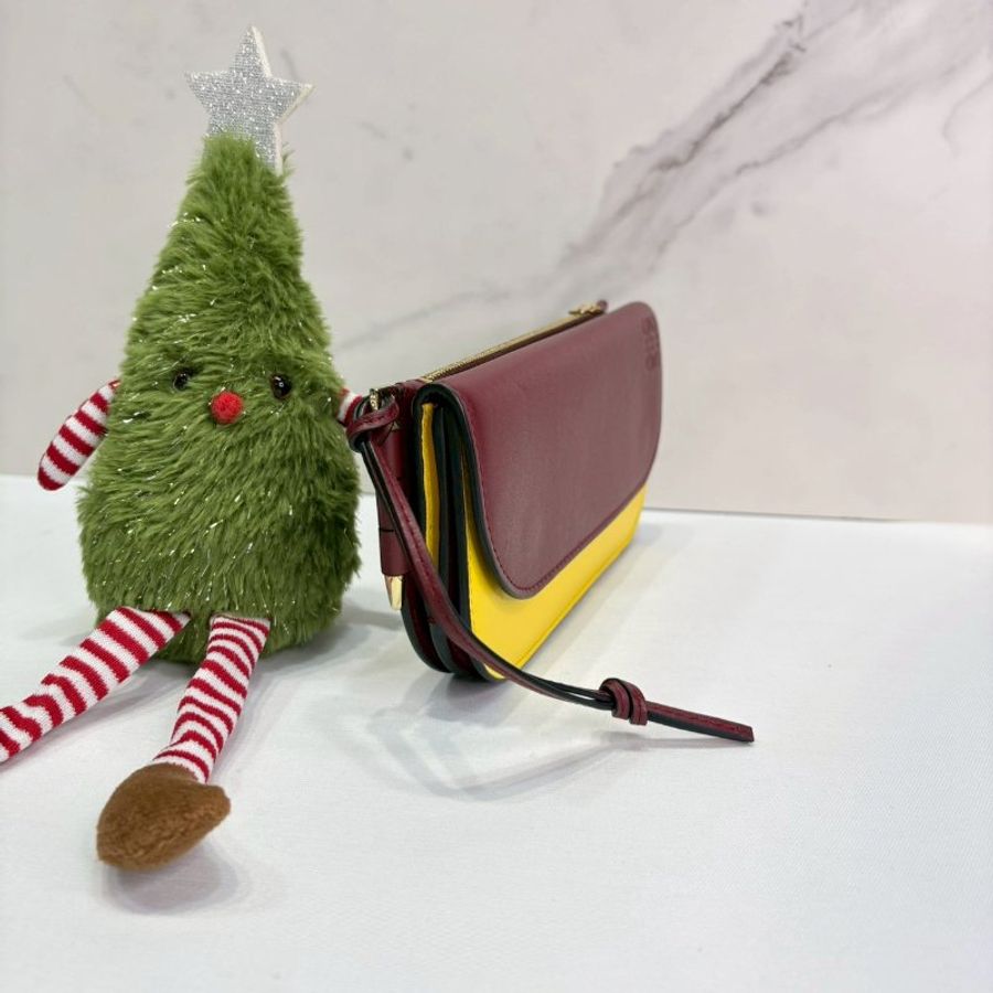 LOEWE Gate Continental黃紅翻蓋長夾-3