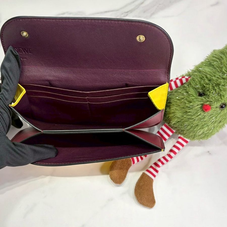 LOEWE Gate Continental黃紅翻蓋長夾-4