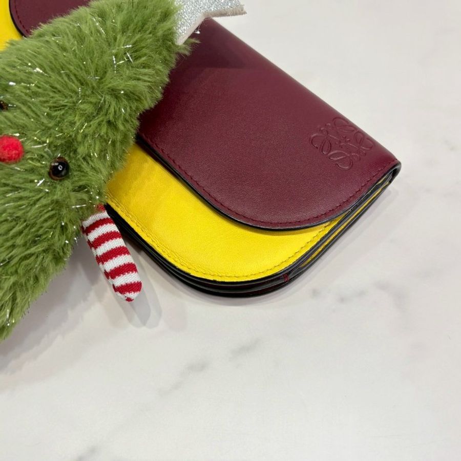 LOEWE Gate Continental黃紅翻蓋長夾-8