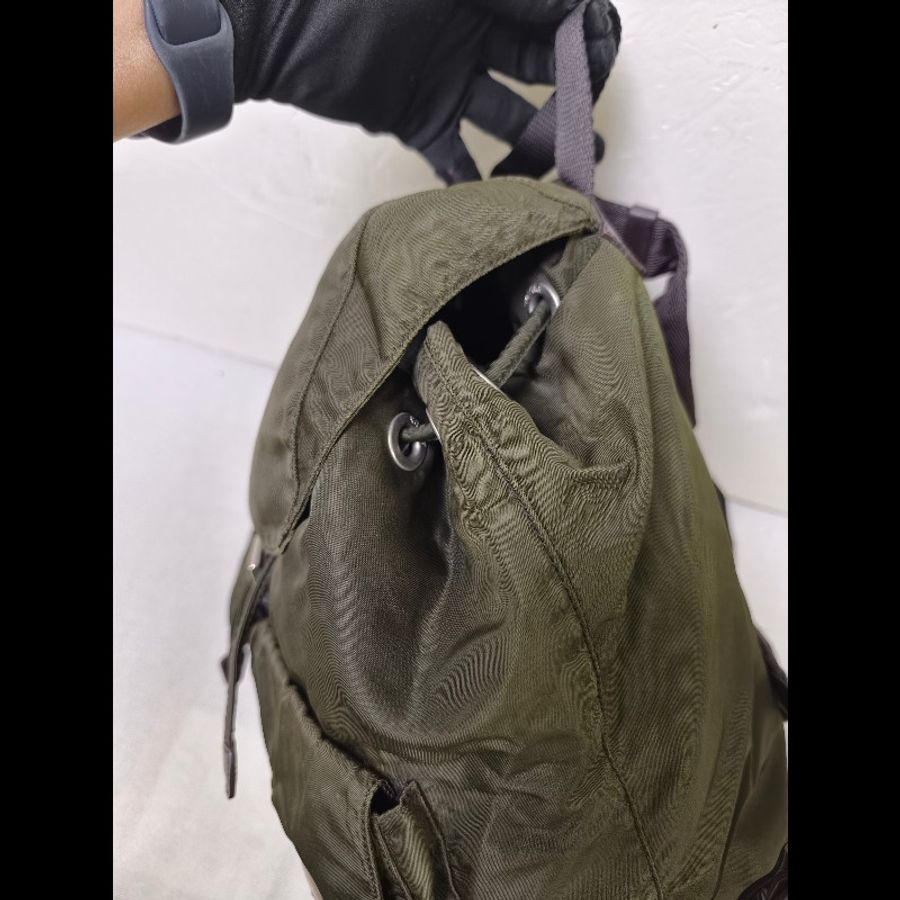 ㊣✨PRADA✨普拉達 軍綠色 經典 帆布 皮革 口袋 中型 後背包 /二手包/二手精品🌳二手樹屋🌳-19