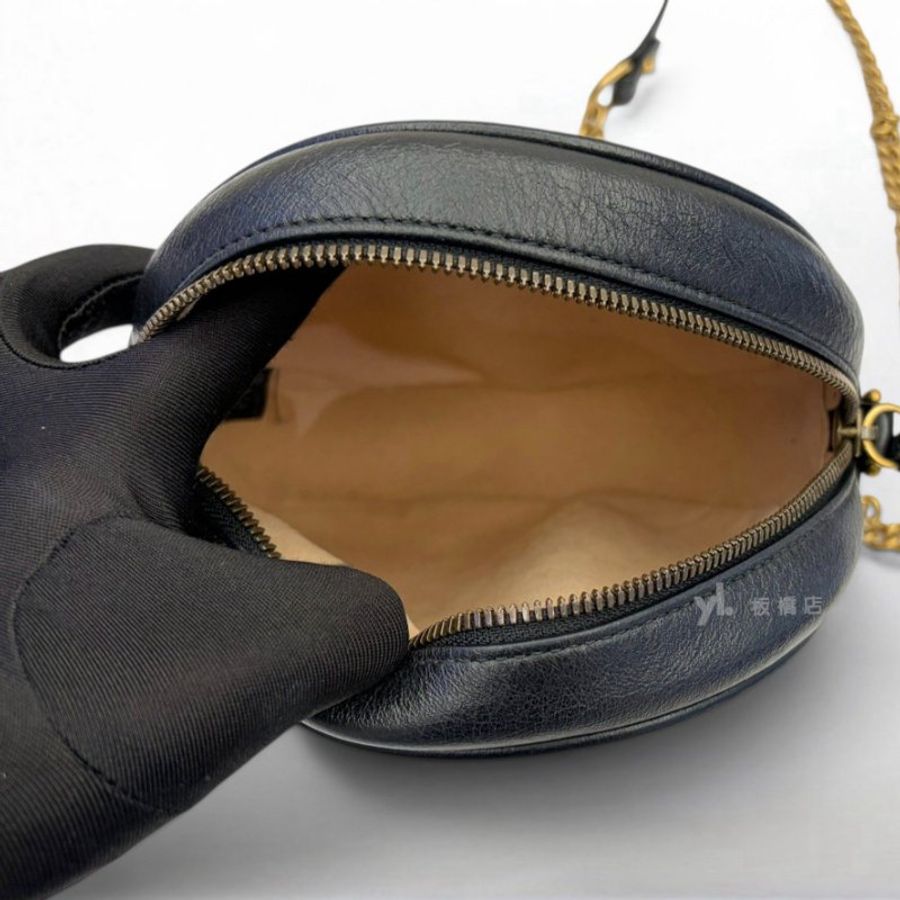 S5483-Gucci 黑色 Marmont 牛皮斜背圓餅包550154-5