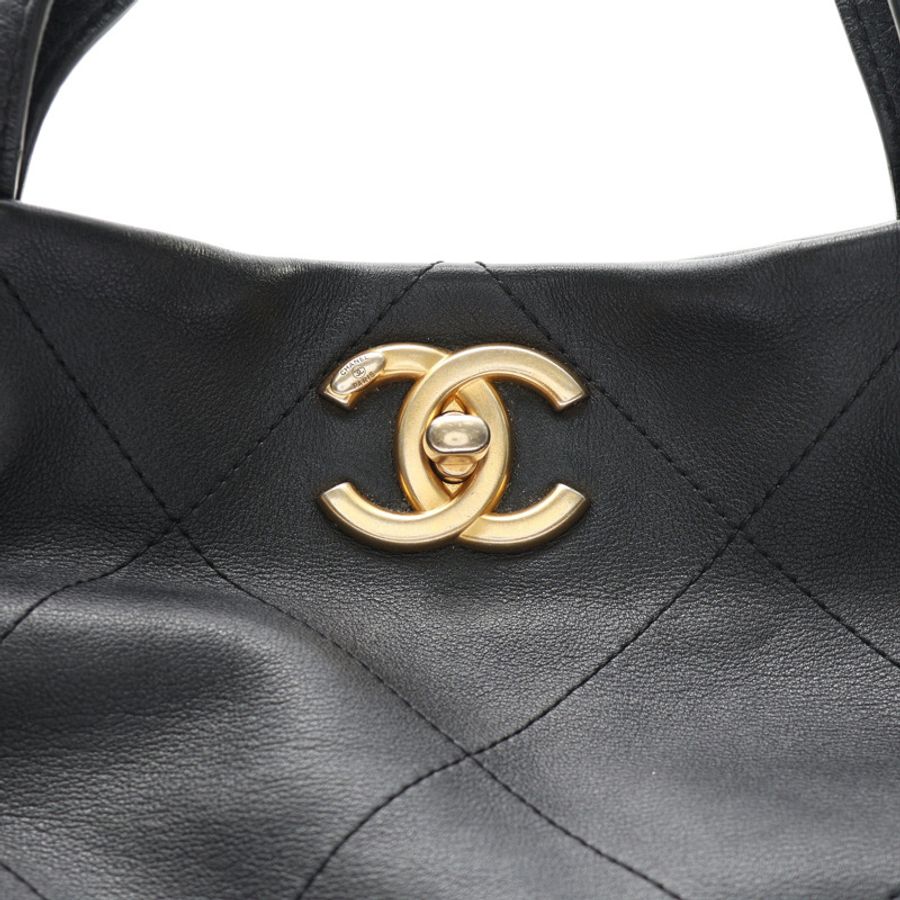 CHANEL 香奈兒 Maxi Shopping 托特 兩用包 黑色 牛皮 金釦 AS3128-5