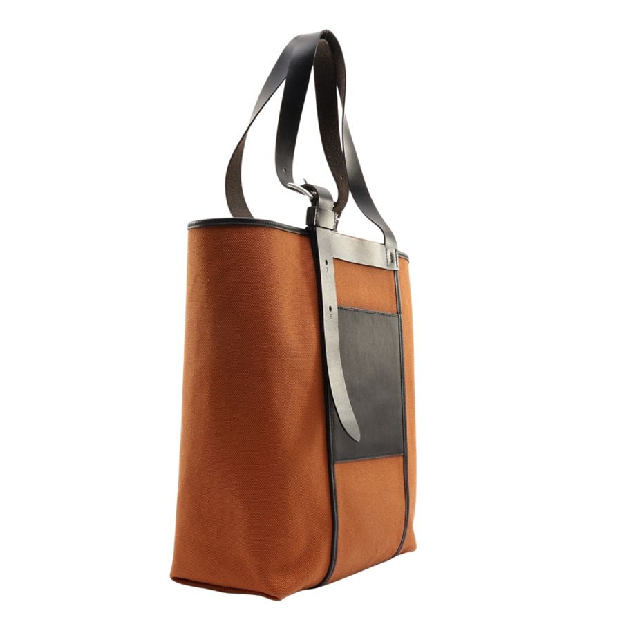 HERMES 愛馬仕 Etriviere Pocket 27 托特包 金棕色帆布 黑色 Swift牛皮 B刻 H082769CK-1