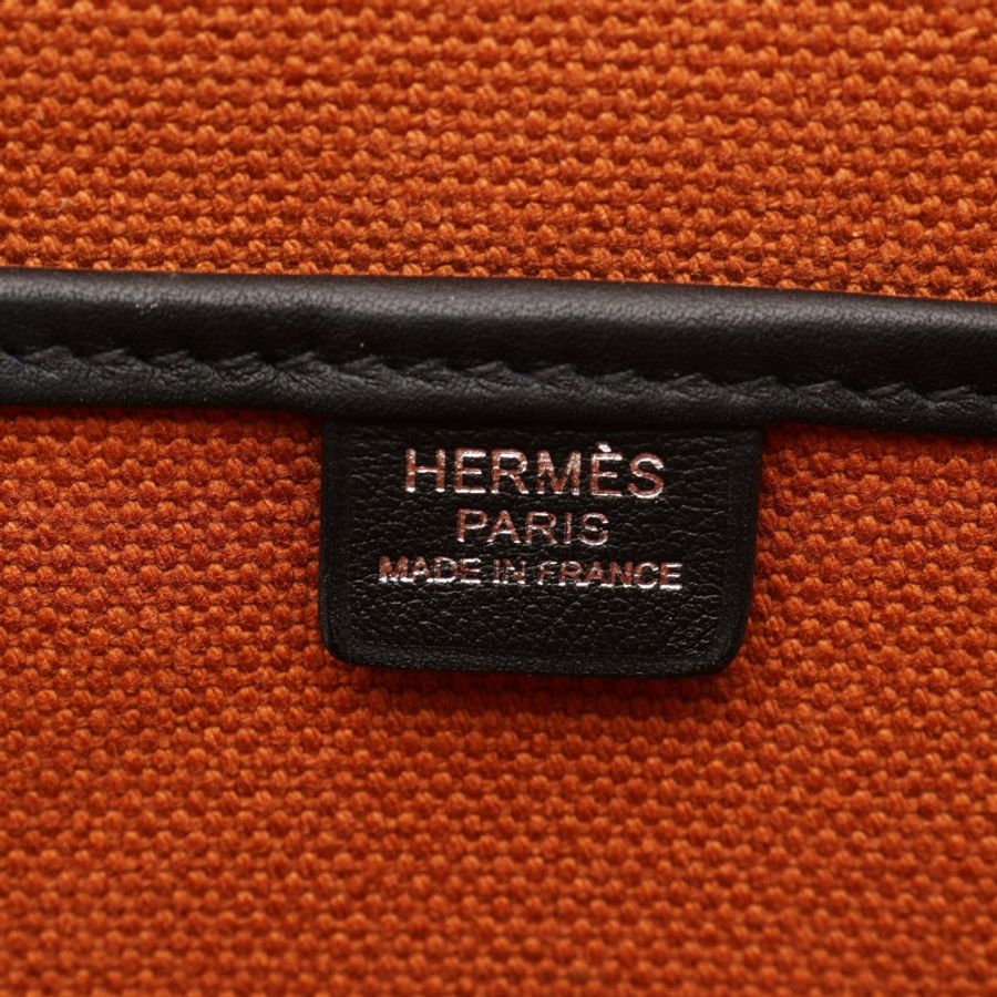 HERMES 愛馬仕 Etriviere Pocket 27 托特包 金棕色帆布 黑色 Swift牛皮 B刻 H082769CK-3