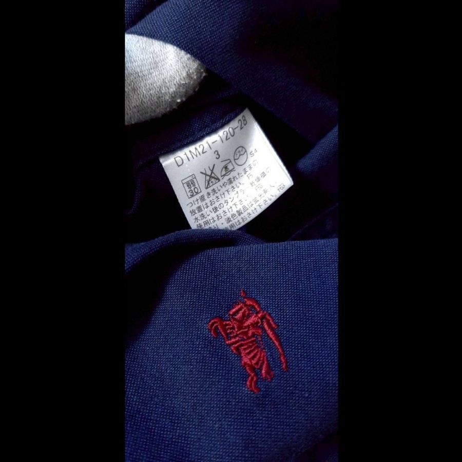 絕版BURBERRY 博柏利 BLACK LABEL 黑標 戰馬 男深藍牛津布七分袖襯衫3號-7