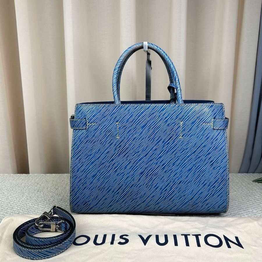 LV Twist tote牛仔藍徽章限量tote包 牛仔藍 銀色五金 30.5×12.5×22cm 98新配件塵袋 肩帶-4