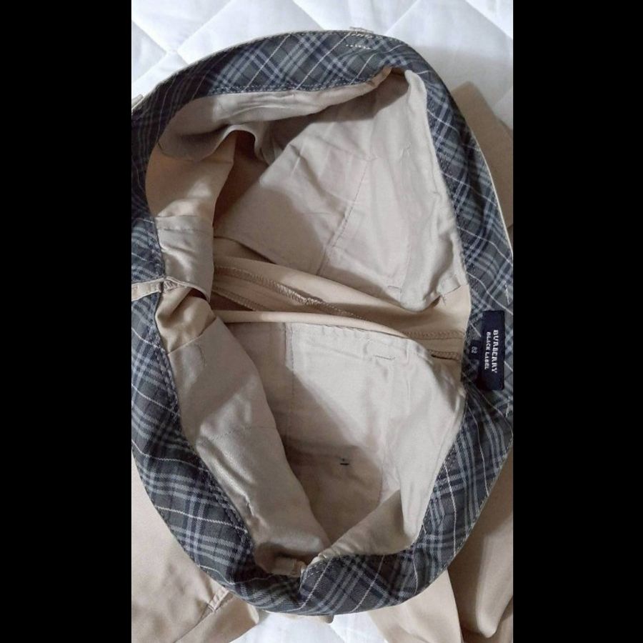 絕版BURBERRY 博柏利 BLACK LABEL 黑標 皮革標 男卡其直筒休閒長褲82號-6