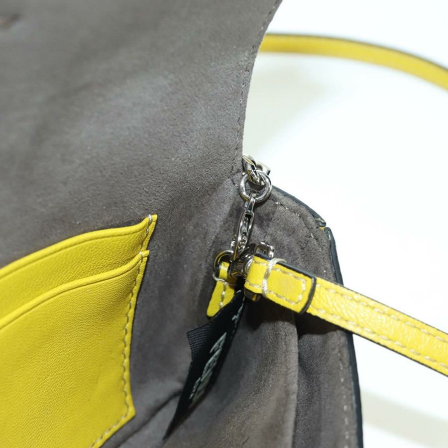 【日本直送】FENDI Monster Micro 水桶肩包 皮革 2way 黃銀 Auth YKZ725A-10