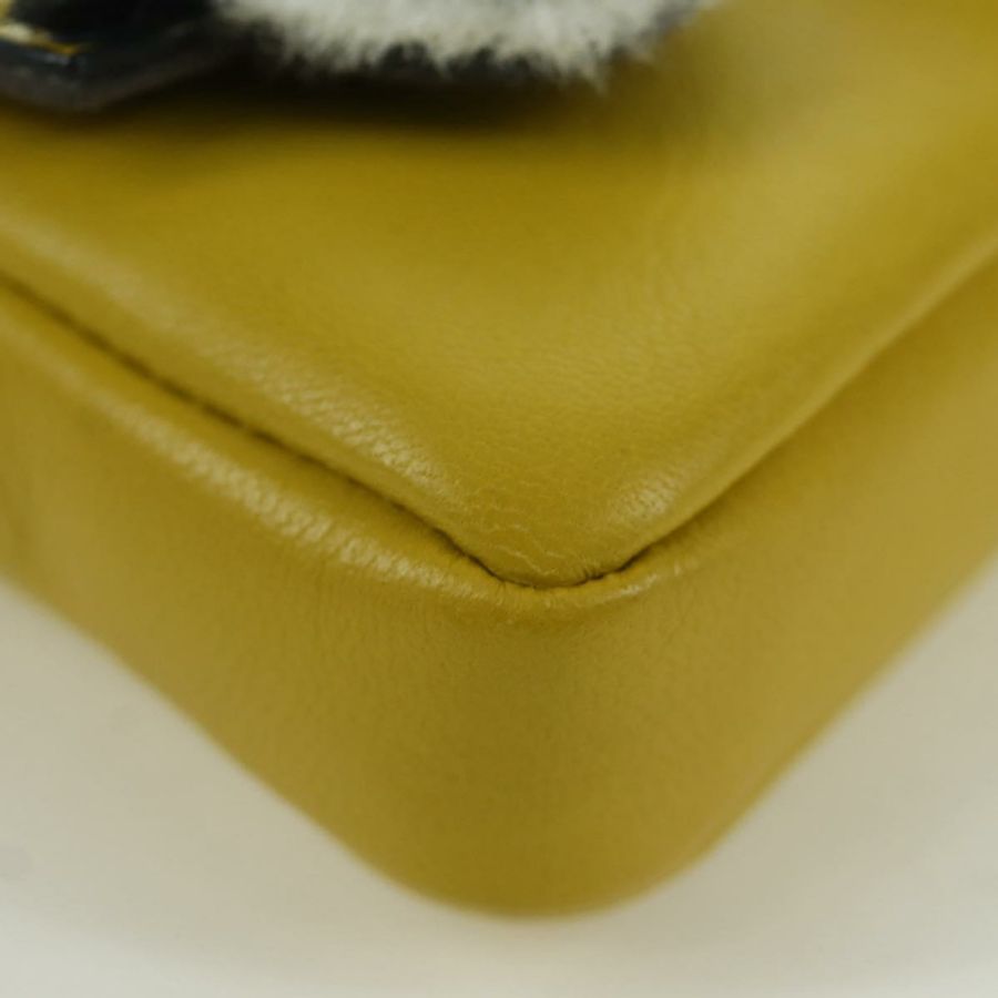 【日本直送】FENDI Monster Micro 水桶肩包 皮革 2way 黃銀 Auth YKZ725A-15