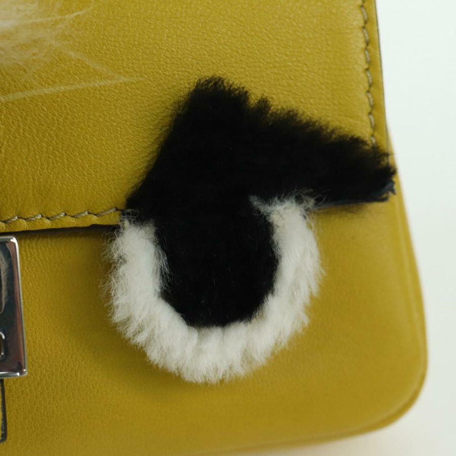【日本直送】FENDI Monster Micro 水桶肩包 皮革 2way 黃銀 Auth YKZ725A-19