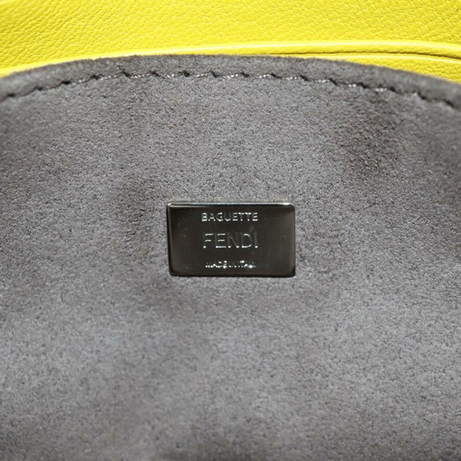 【日本直送】FENDI Monster Micro 水桶肩包 皮革 2way 黃銀 Auth YKZ725A-23