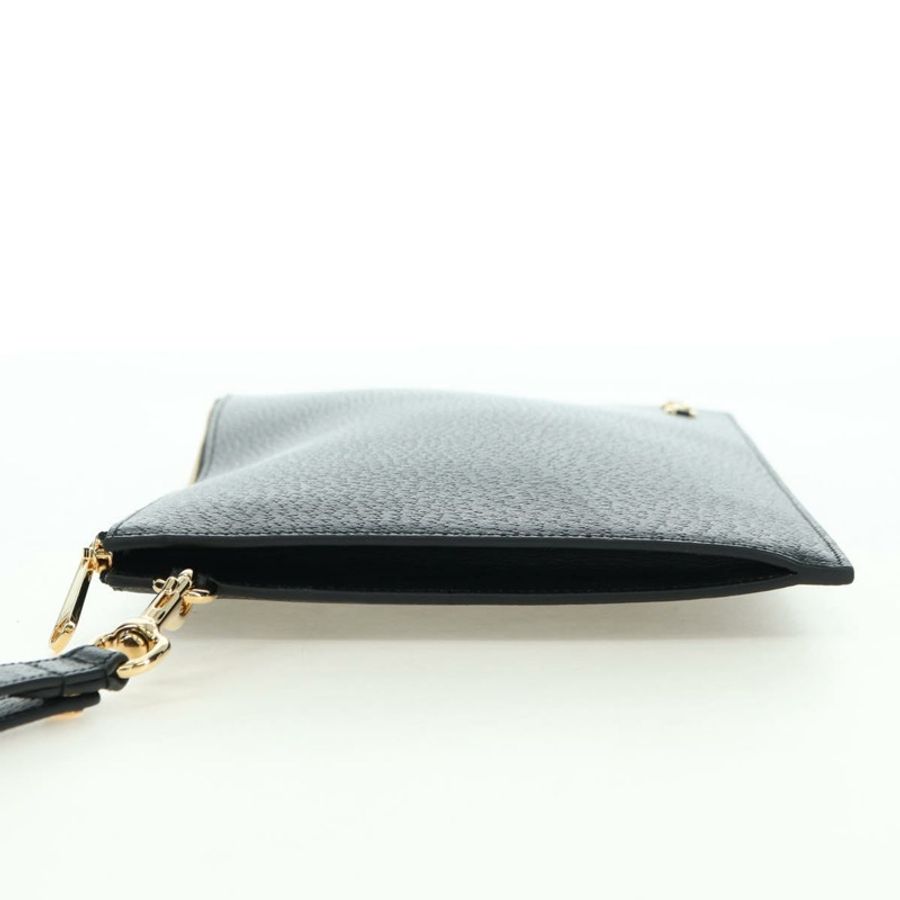 【日本直送】GUCCI 馬銜扣手拿包 皮革 黑色 金色 700524 Auth mr2429V-2