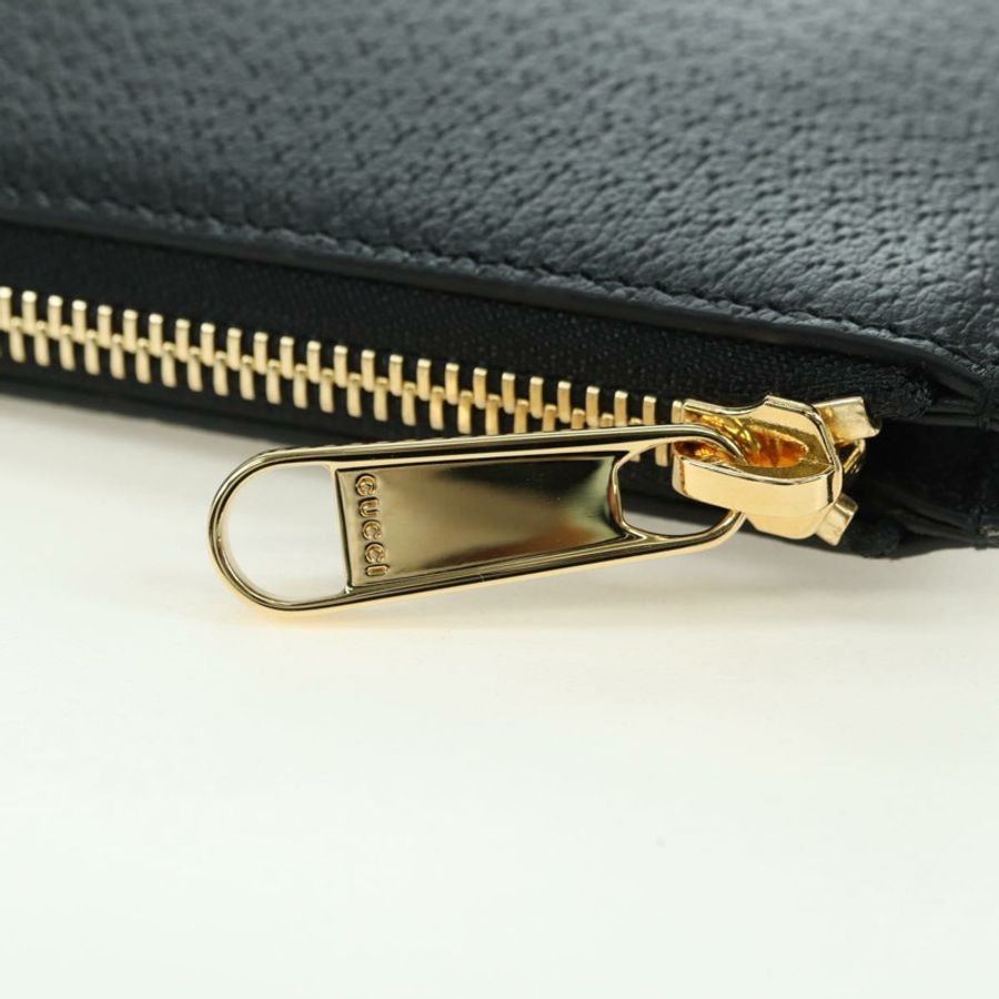 【日本直送】GUCCI 馬銜扣手拿包 皮革 黑色 金色 700524 Auth mr2429V-8