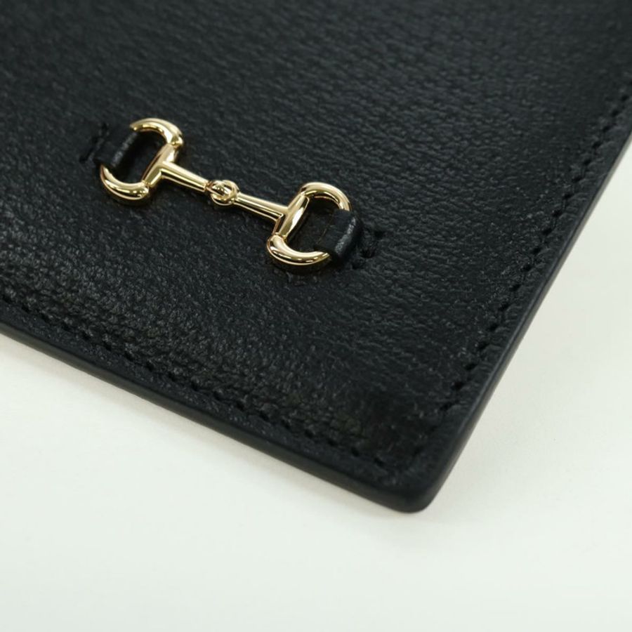 【日本直送】GUCCI 馬銜扣手拿包 皮革 黑色 金色 700524 Auth mr2429V-13