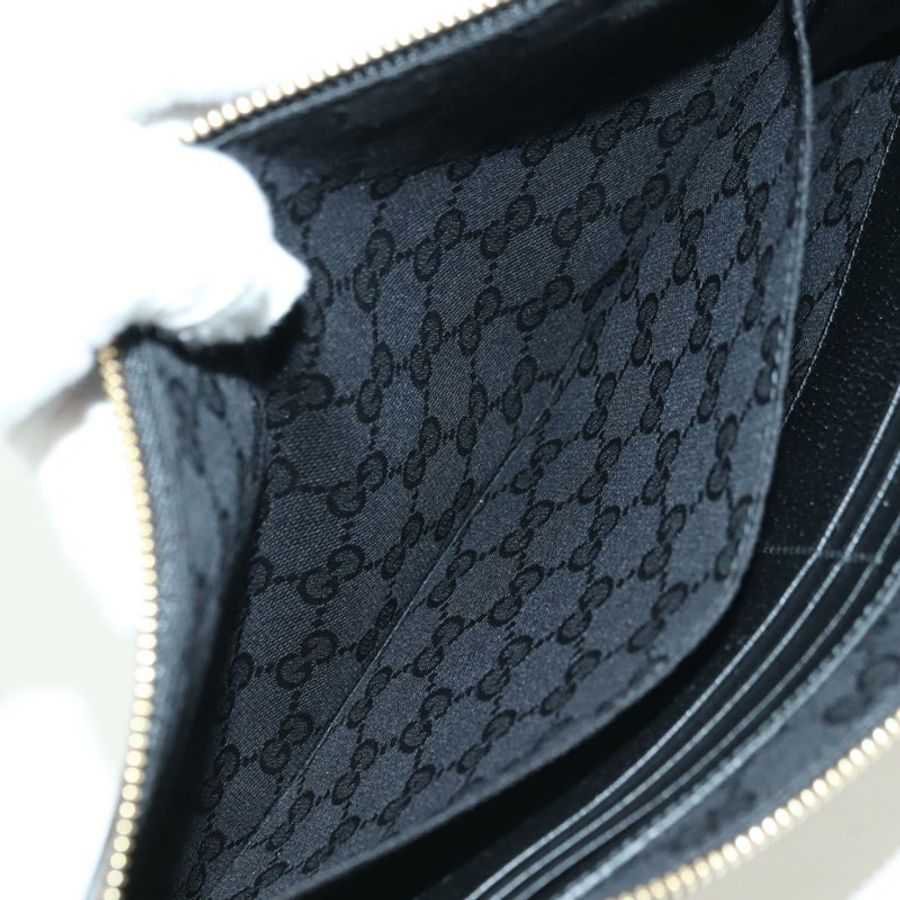 【日本直送】GUCCI 馬銜扣手拿包 皮革 黑色 金色 700524 Auth mr2429V-20