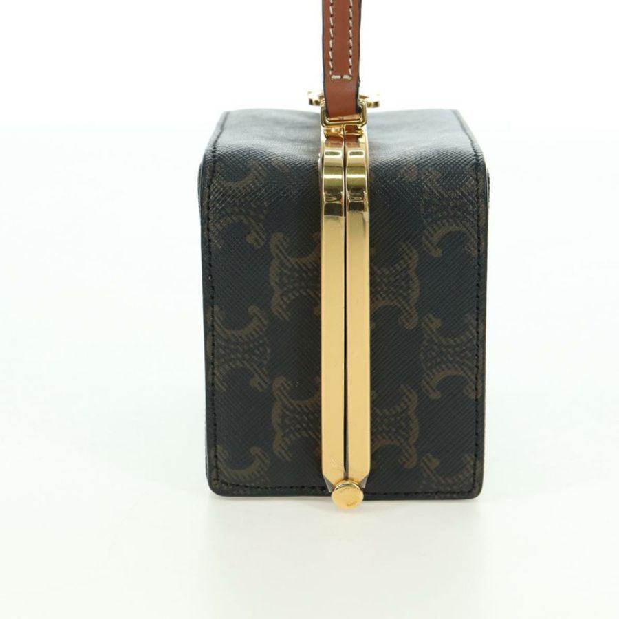 【日本直送】CELINE Triomphe Macadam 帆布迷你化妝箱 PVC 皮革 黑色 正品 179589M-2
