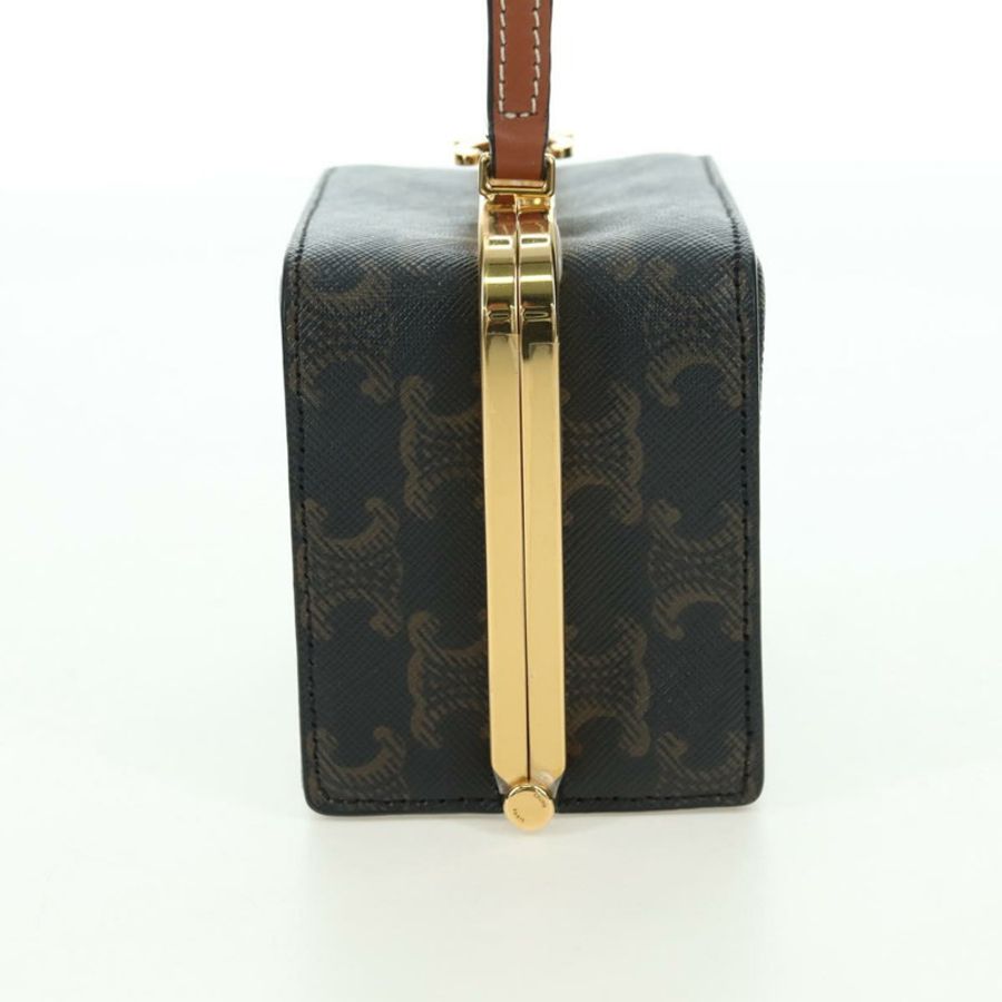 【日本直送】CELINE Triomphe Macadam 帆布迷你化妝箱 PVC 皮革 黑色 正品 179589M-3