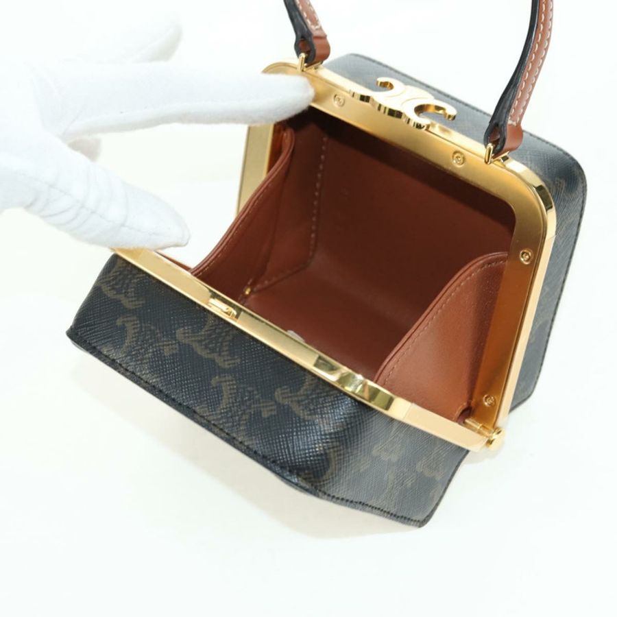 【日本直送】CELINE Triomphe Macadam 帆布迷你化妝箱 PVC 皮革 黑色 正品 179589M-8