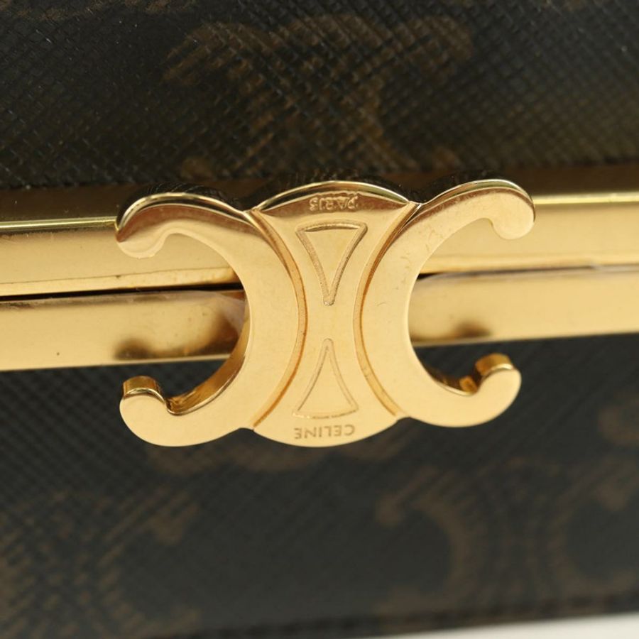 【日本直送】CELINE Triomphe Macadam 帆布迷你化妝箱 PVC 皮革 黑色 正品 179589M-17
