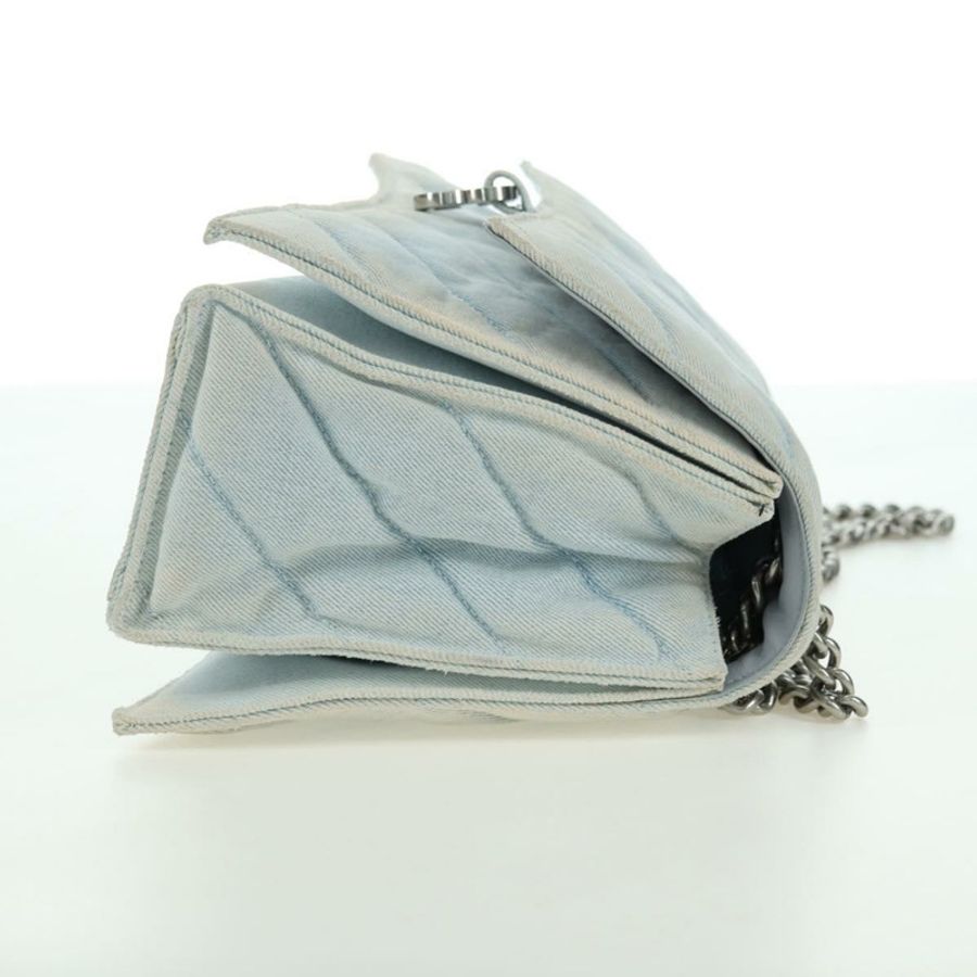 【日本直送】BALENCIAGA 鏈條肩背包 牛仔藍 銀色 716393 正品 178295SAM-3