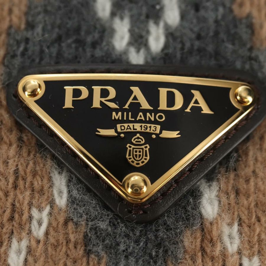 【日本直送】PRADA 羊毛帽 S 米色 Auth 181802M-5