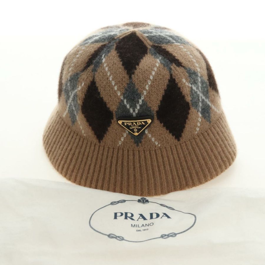 【日本直送】PRADA 羊毛帽 S 米色 Auth 181802M-11