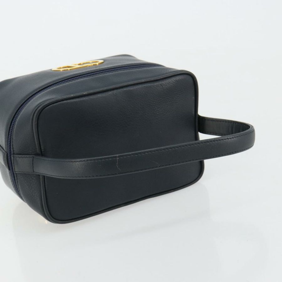 【日本直送】Christian Dior Vanity 手提包,真皮,海軍藍,金色,正品,貨號 182020A-6