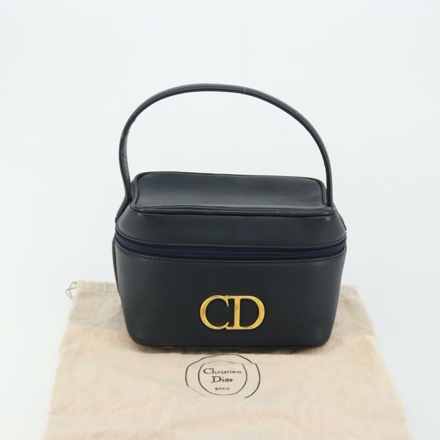 【日本直送】Christian Dior Vanity 手提包,真皮,海軍藍,金色,正品,貨號 182020A-11