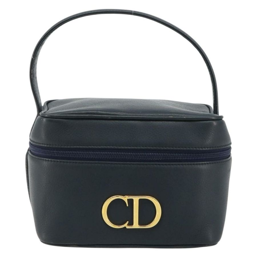 【日本直送】Christian Dior Vanity 手提包,真皮,海軍藍,金色,正品,貨號 182020A-12