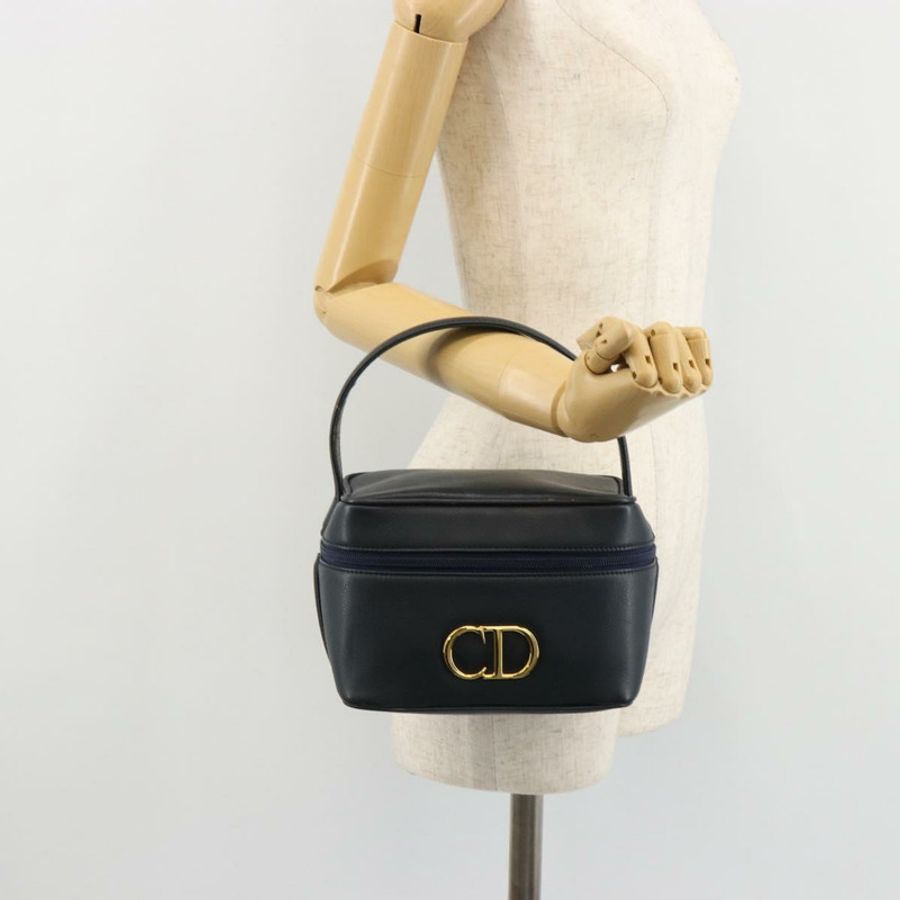 【日本直送】Christian Dior Vanity 手提包,真皮,海軍藍,金色,正品,貨號 182020A-20