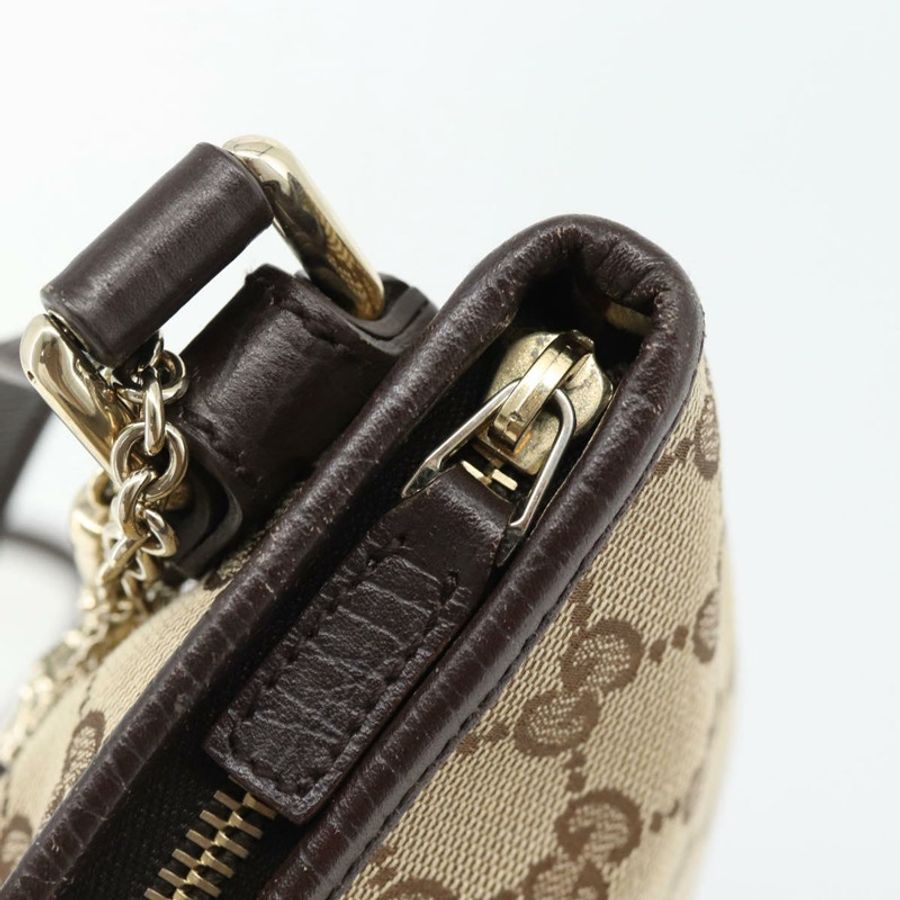 【日本直送】GUCCI GG帆布織帶雪莉線單肩包 米色 金 紅色 144388 正品 182113A-9