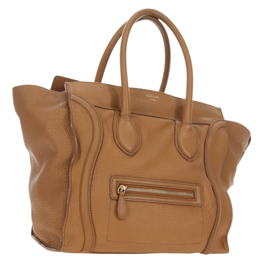 【日本直送】CELINE Luggage Micro Shopper 手提包,米色金色皮革,正品 am11775V-0