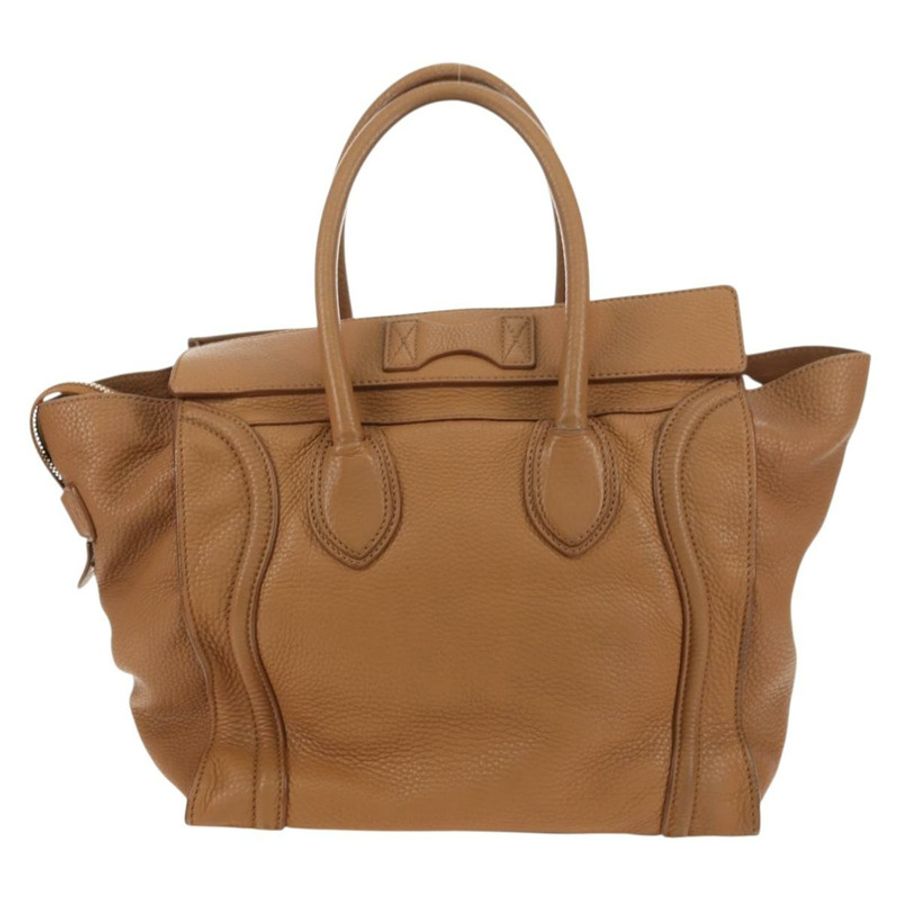 【日本直送】CELINE Luggage Micro Shopper 手提包,米色金色皮革,正品 am11775V-1