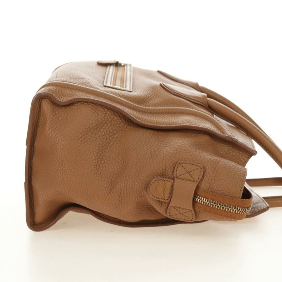 【日本直送】CELINE Luggage Micro Shopper 手提包,米色金色皮革,正品 am11775V-3