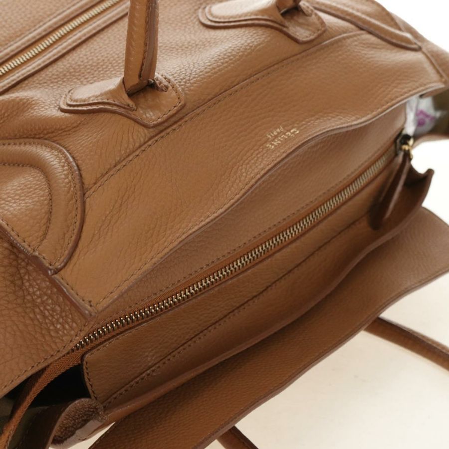 【日本直送】CELINE Luggage Micro Shopper 手提包,米色金色皮革,正品 am11775V-6