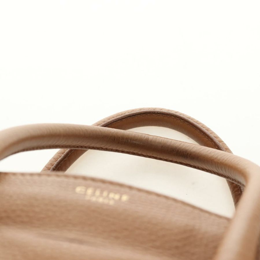 【日本直送】CELINE Luggage Micro Shopper 手提包,米色金色皮革,正品 am11775V-8