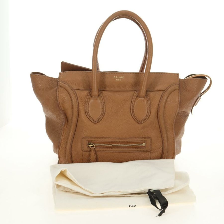 【日本直送】CELINE Luggage Micro Shopper 手提包,米色金色皮革,正品 am11775V-11