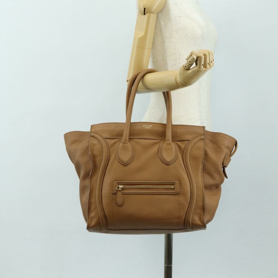 【日本直送】CELINE Luggage Micro Shopper 手提包,米色金色皮革,正品 am11775V-26