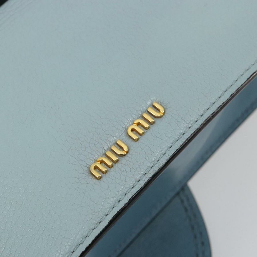 【日本直送】Miu Miu 淺藍色金色皮革單肩包,正品編號 183635M-17