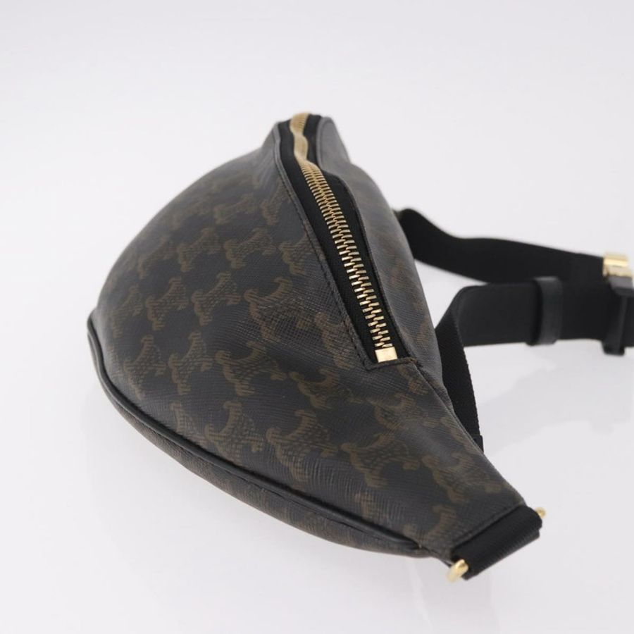 【日本直送】CELINE Triomphe 腰包 PVC 黑色金色 正品 183105M-2