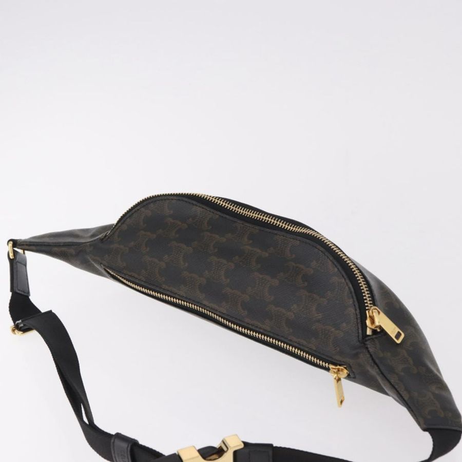 【日本直送】CELINE Triomphe 腰包 PVC 黑色金色 正品 183105M-5