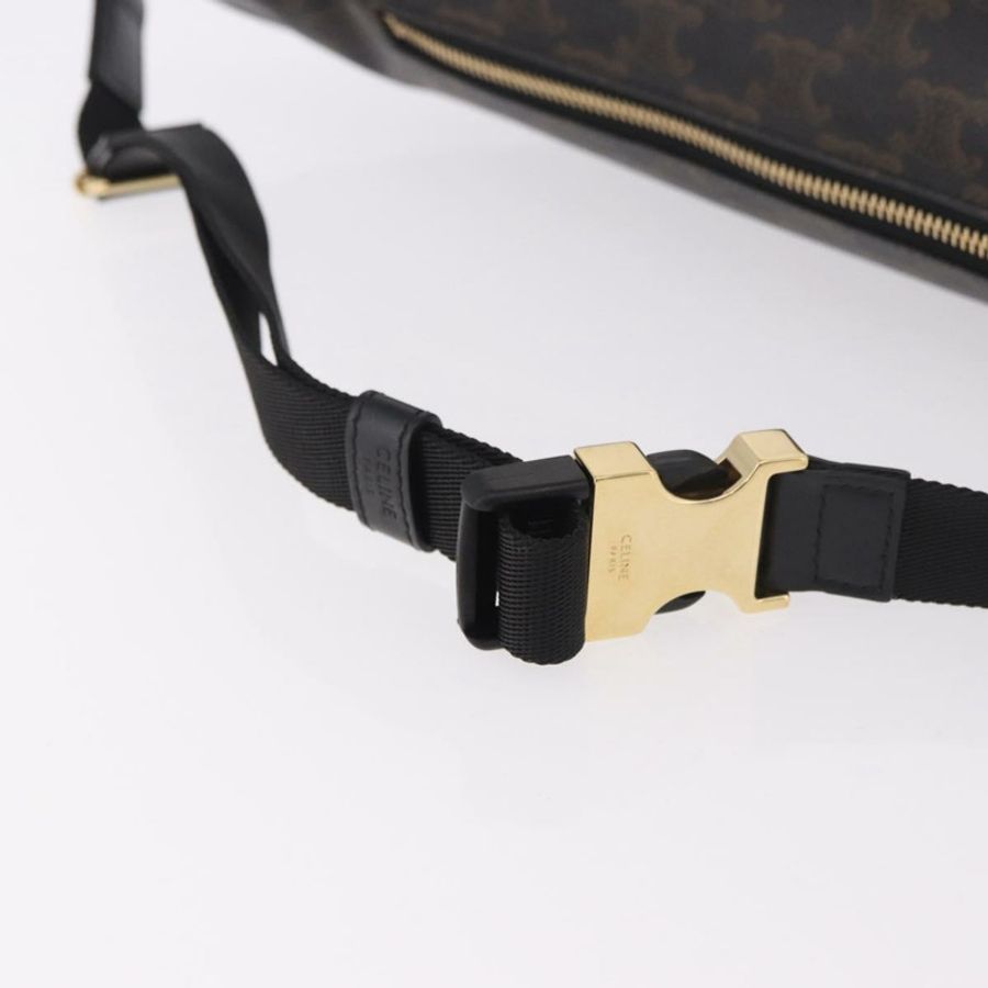 【日本直送】CELINE Triomphe 腰包 PVC 黑色金色 正品 183105M-6