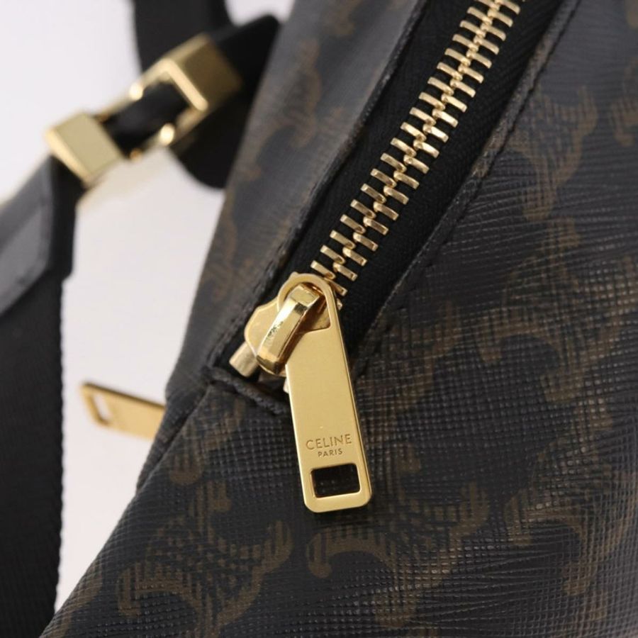 【日本直送】CELINE Triomphe 腰包 PVC 黑色金色 正品 183105M-8