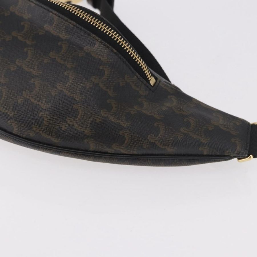 【日本直送】CELINE Triomphe 腰包 PVC 黑色金色 正品 183105M-14