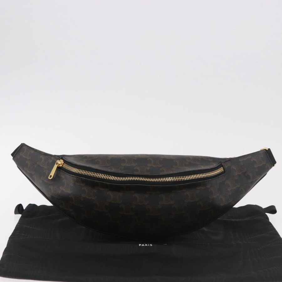 【日本直送】CELINE Triomphe 腰包 PVC 黑色金色 正品 183105M-24