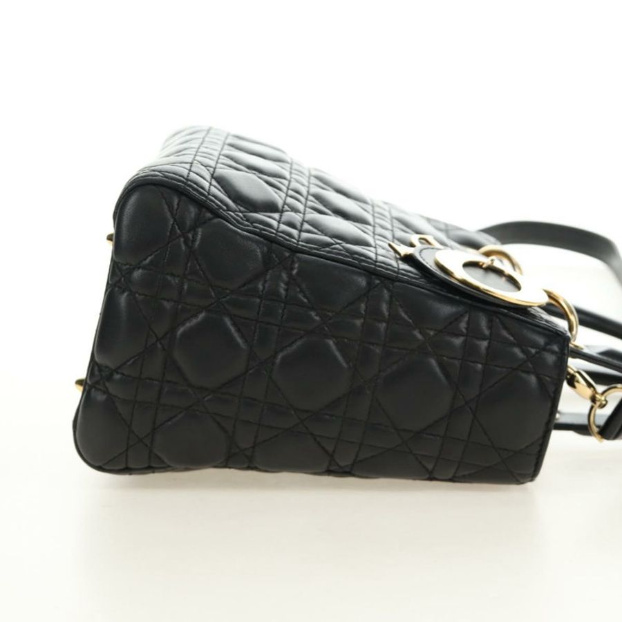 【日本直送】Christian Dior Lady Dior 手提包 羊皮 兩用 黑色 金色 正品 BA13408V-3