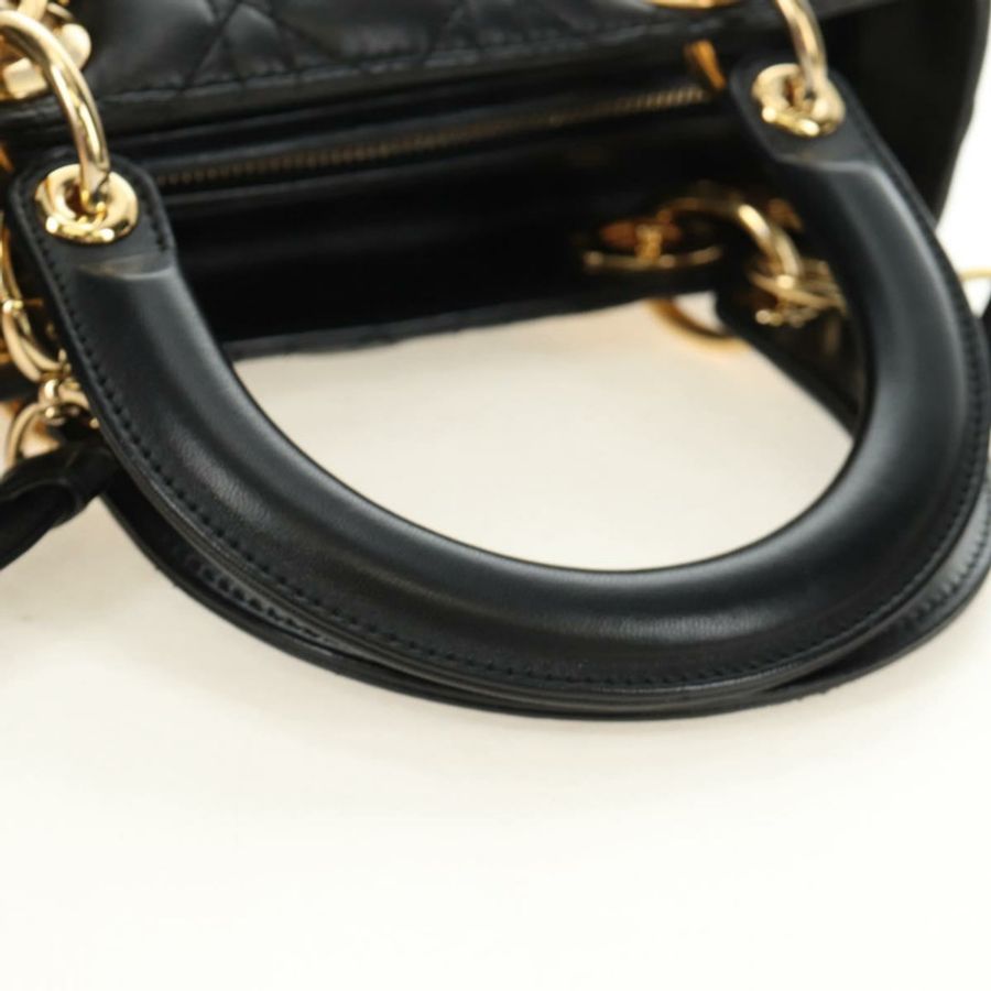 【日本直送】Christian Dior Lady Dior 手提包 羊皮 兩用 黑色 金色 正品 BA13408V-6