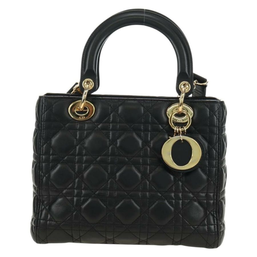 【日本直送】Christian Dior Lady Dior 手提包 羊皮 兩用 黑色 金色 正品 BA13408V-12