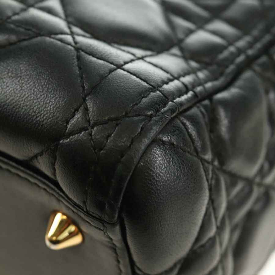 【日本直送】Christian Dior Lady Dior 手提包 羊皮 兩用 黑色 金色 正品 BA13408V-16